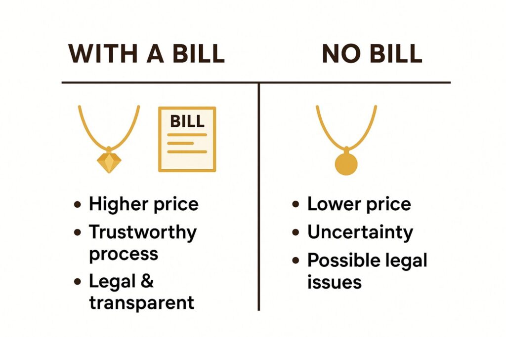 Importance of a bill while selling gold
